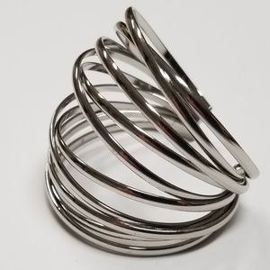Silver Tone Modern Cuff Bracelet